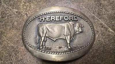 Vintage Solid Brass Belt Buckle  Hereford Cattle Cowboy Western Belt • $20