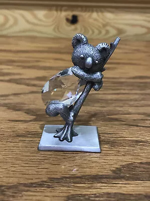 Swarovski Trimlite Giftware Pewter Koala Paperweight With Clear Crystal • $49.49