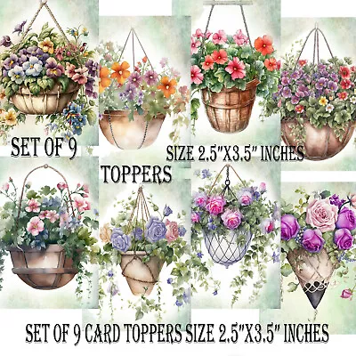 £2.99 • Buy Card Toppers For Card Making Hanging Baskets Flowers Scrapbooking Journaling