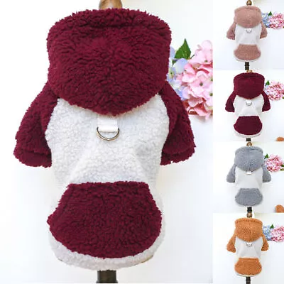 Winter Pet Cat Dog Coat Warm Soft Jacket Fleece Hoodie Hooded Outerwear Clothes﹤ • £12.09