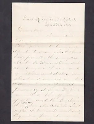 Jan 30 1865 Soldier Letter Point Of Rocks Hospital Chesterfield County Virginia • $975