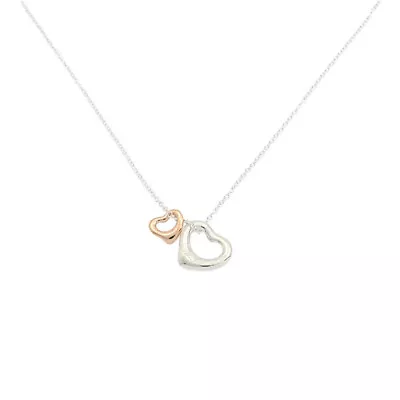 TIFFANY&Co. Elsa Peretti Open Heart Rose Gold Plain Necklace Pendant/Sv925 X... • $309