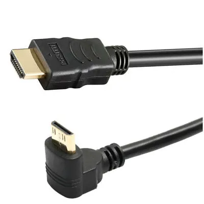 £4.95 • Buy Short 20cm Standard HDMI To Mini HDMI Cable Right Angle Type A To Type C Lead HD