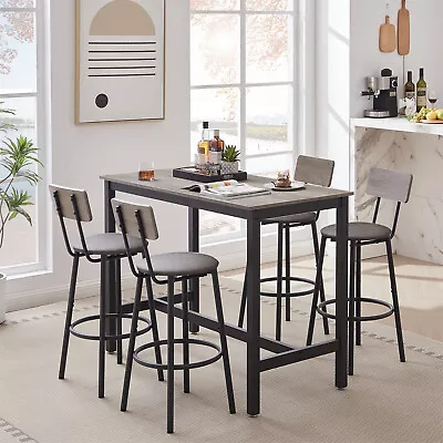 3/5 Piece Bar Table Set Counter Height Dining Kitchen Pub Table W/ PU Bar Stools • $125.39