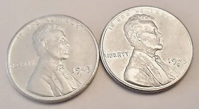 1943 S Lincoln Steel Wheat Cent / Penny Set (2 Coins) AVE CIRCULATED *FREE SHIP* • $1.64