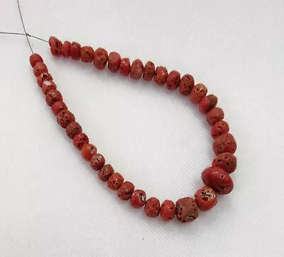 100% Natural Italian Sea Red Coral Beads Mediterranean Coral Loose Bead Gemstone • $75.60