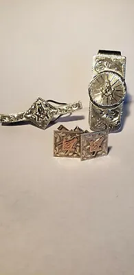 Masonic Vintage 925 Sterling Silver And 10K Rose Gold Money Clip Set • $700