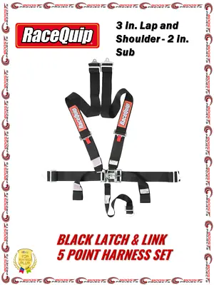 RaceQuip Black 5 Point Race Car Seat Belt 3 In. Lap And Shoulder - 2 In. Sub SFI • $112.95