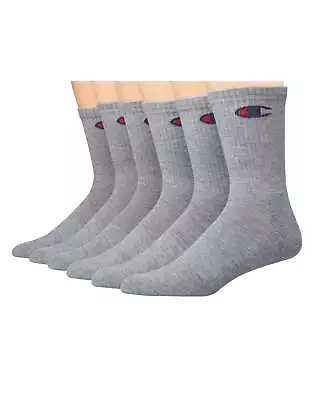 Champion Mens Crew Socks 6 Pack Arch Support Cushioned Soft Assorted Sz 6-12 • $15