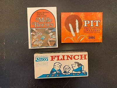 Vintage Mille Bornes Card Game (112 Cards) & Pit (66 Cards) & Flinch (150 Cards) • $0.99