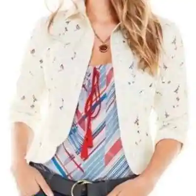 CAbi Ivory Portrait Lace Gardenia Jacket Cream Size M #5162 • $24