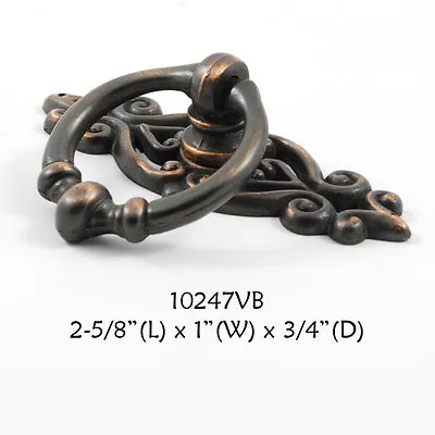 $2.85 • Buy FURNITURE Hardware Drawer Ring Pull Venetian Bronze With Backplate 