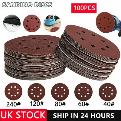 £21.99 • Buy 100PCS 125mm Sanding Discs 40 60 80 120 240 Grit Orbital Sander Pads Sandpaper