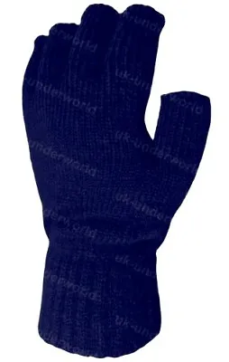 £3.65 • Buy Ladies Fingerless Gloves Plain Thermal Knitted Half Finger Winter Warm Adults