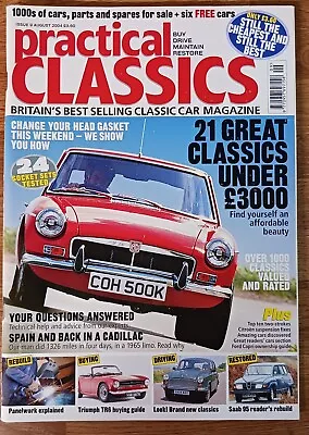 Practical Classics Magazine Aug 2004 TR6 Saab 95 Cadillac MGB Peel Trident • $7.45