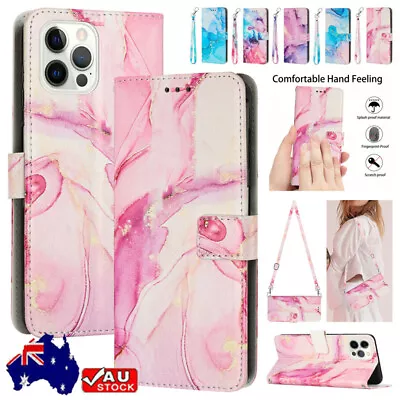 For IPhone 15/14/13/12/11 Pro Max Plus 8 76 SE3 Marble Leather Case Wallet Cover • $7.59