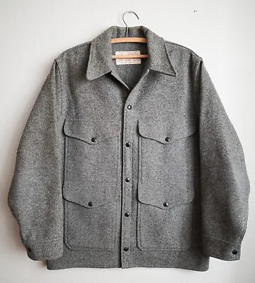 Vintage Filson Mackinaw Wool Cruiser Size Large Light Grey Jacket USA EUC • $289.98