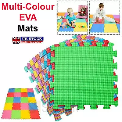 9Pcs Large Eva Foam Mat Soft Floor Tiles Interlocking Play Kids Baby Mats Gym • £8.99