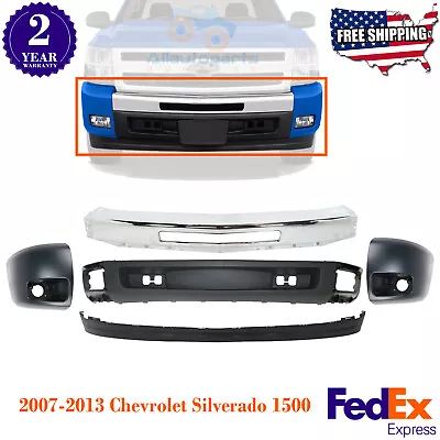 Front Bumper Chrome + Valance + End Cap Kit For 2007-13 Chevrolet Silverado 1500 • $401.24