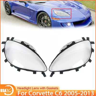 Left & Right Headlights Lens Cover Shell With Gaskets For Corvette C6 2005-2013 • $74.99