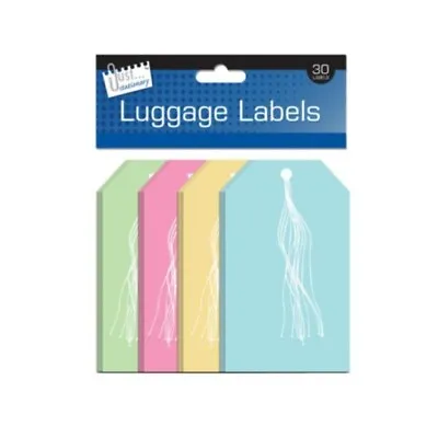 30 Assorted Colour Travel Luggage Labels Pastel Holiday Fly Suitcase Tags • £3.28