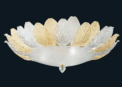 Ceiling Lamp In Murano Glass Venetian Lighting Italian Fixture 9 Lights Leaves • $2357.50