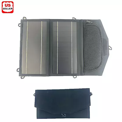 14W USB ETFE Solar Panel Folding Power Bank Outdoor Camping Hiking Phone Charger • $19.98