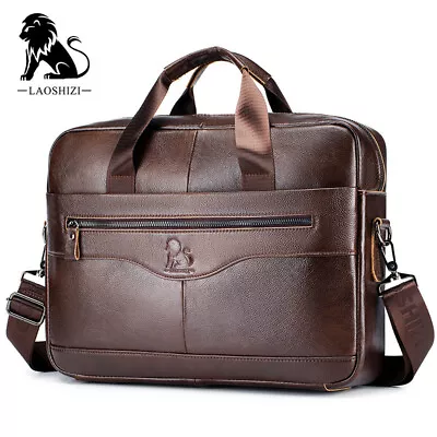 Genuine Leather Men's Briefcase Vintage Leather Business Computer Messenger Bags • $46.54
