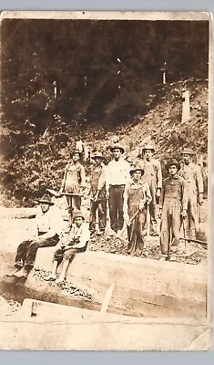 MINING CREW WITH PICKS & SHOVELS Real Photo Postcard Rppc Miners At Work • $16.65