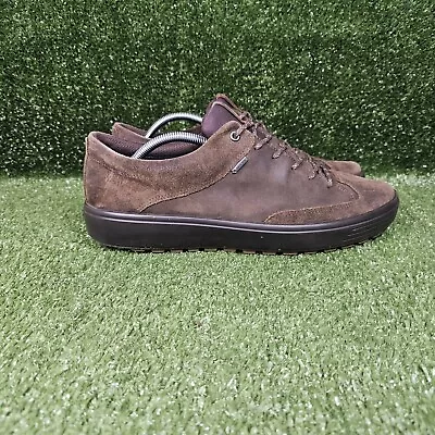 Ecco Soft 7 Tred Shoes Brown Leather Gore-Tex Casual Sneakers Mens Size US 12 • $50.97