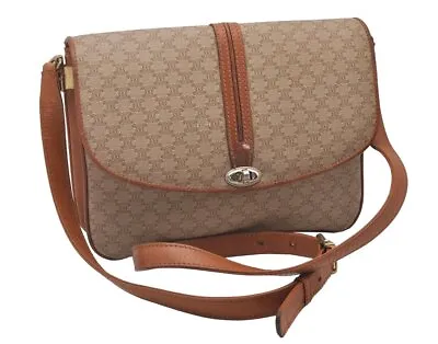Authentic CELINE Macadam Blason Shoulder Cross Bag PVC Leather Beige 5782I • $102.50