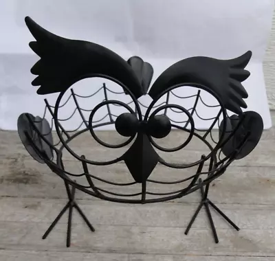 Owl Black Metal Pumpkin Holder Plant Pot Holder Garden Decoration Whimsical Owl • $14.99