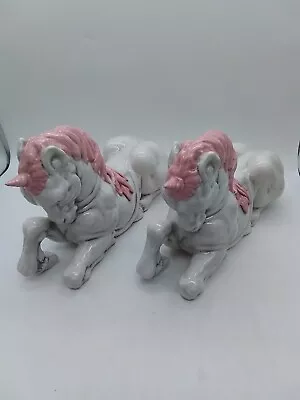 Ceramic Unicorn Ornaments Pair - 31cm Length • £15