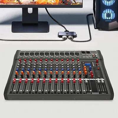 12 Channel Sound Audio Mixer Bluetooth USB DJ Live Studio Mixing Console Amplifi • £135.96