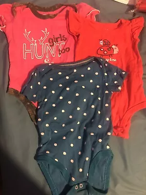 Lot Of 3 Baby Girls Bodysuits Size 6/9 Months Mossy Oak • $5