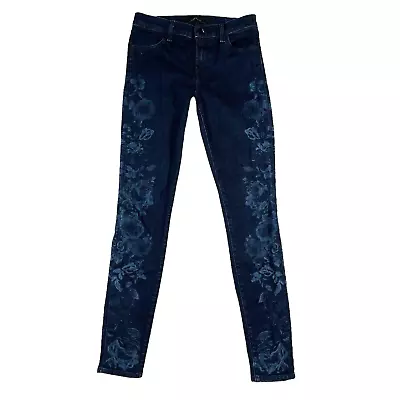 J Brand Jeans Mid Rise Super Skinny Womens 26 Floral Blue • $12.99