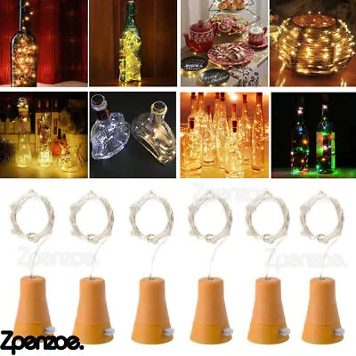 6Pack Solar Fairy String Lights Wine Bottle Cork Light Xmas Wedding Party Decor • £12.59