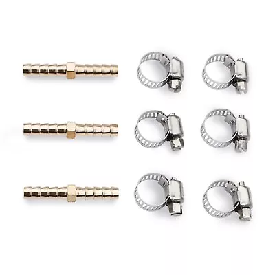 U.S. Solid 3pcs Brass Hose Barbed Splicer Round Equal Hose Joint 1/4  Barb • $9.39