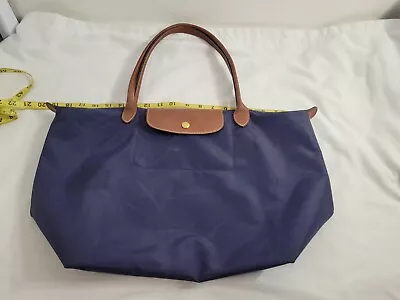 Longchamp Navy Blue Nylon Large Tote Zip Shoulder Bag Le Pliague  • $50