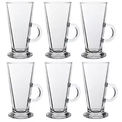 Set Of 6 Tall Coffee Latte Glasses Glass Mugs Cappuccino Hot Cold 280ml/10oz • £13.50