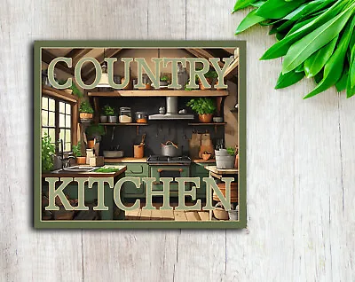 Rustic Retro Country Kitchen  Sign Farmhouse Home Kitchen Decor  8x8  Sign • $14.50