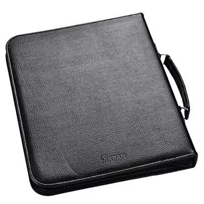 Business Organiser Folder With Handle Zipped A4 Leather Portfolio Document • £29.99