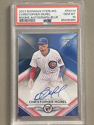 Christopher Morel 2023 Bowman Sterling Auto Blue Color Match /25 PSA 10 Pop 2 • $219.99