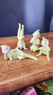 Vintage Gilner Midcentury Pixie Elf Ceramic California Pottery Figurine Set Of 4 • $52