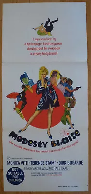 MODESTY BLAISE M. Vitti Bogarde 1966 Original 13x30  Australian Daybill Poster • $45