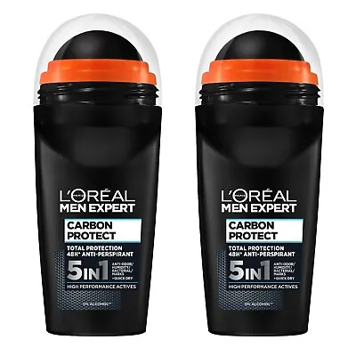 X2 L'Oreal Men Expert Carbon Protect 48hr Anti-Perspirant Deodorant Roll-On 50ml • £9.45