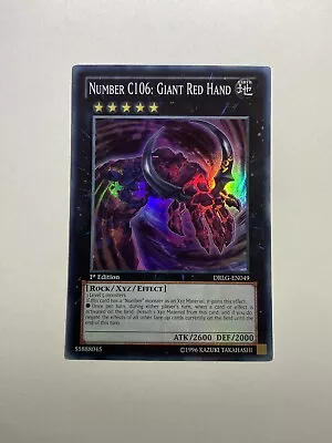 DRLG-EN049 Number C106: Giant Red Hand Super Rare 1st Edition YuGiOh Card • £0.99