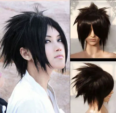 For Cosplay Men Uchiha Sasuke Wig Black Short Layered Synthetic Hair Wigs • $15.13