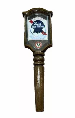 PABST BLUE RIBBON Beer Tap Handle Brown Man Cave Bar Alcohol Plastic Faux Wood • $16.99