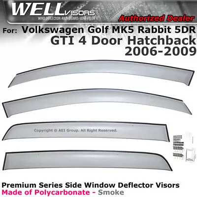 WellVisors For VW Golf MK5 Rabbit GTI Hatchback 5DR 2006-2009 Side Window Visor • $63.99